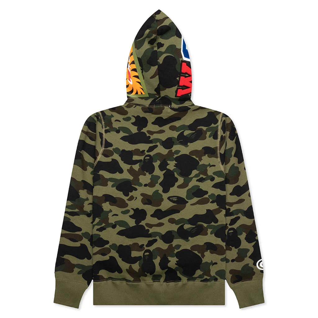 1st Camo Shark Full Zip Hoodie - Green - Image 2