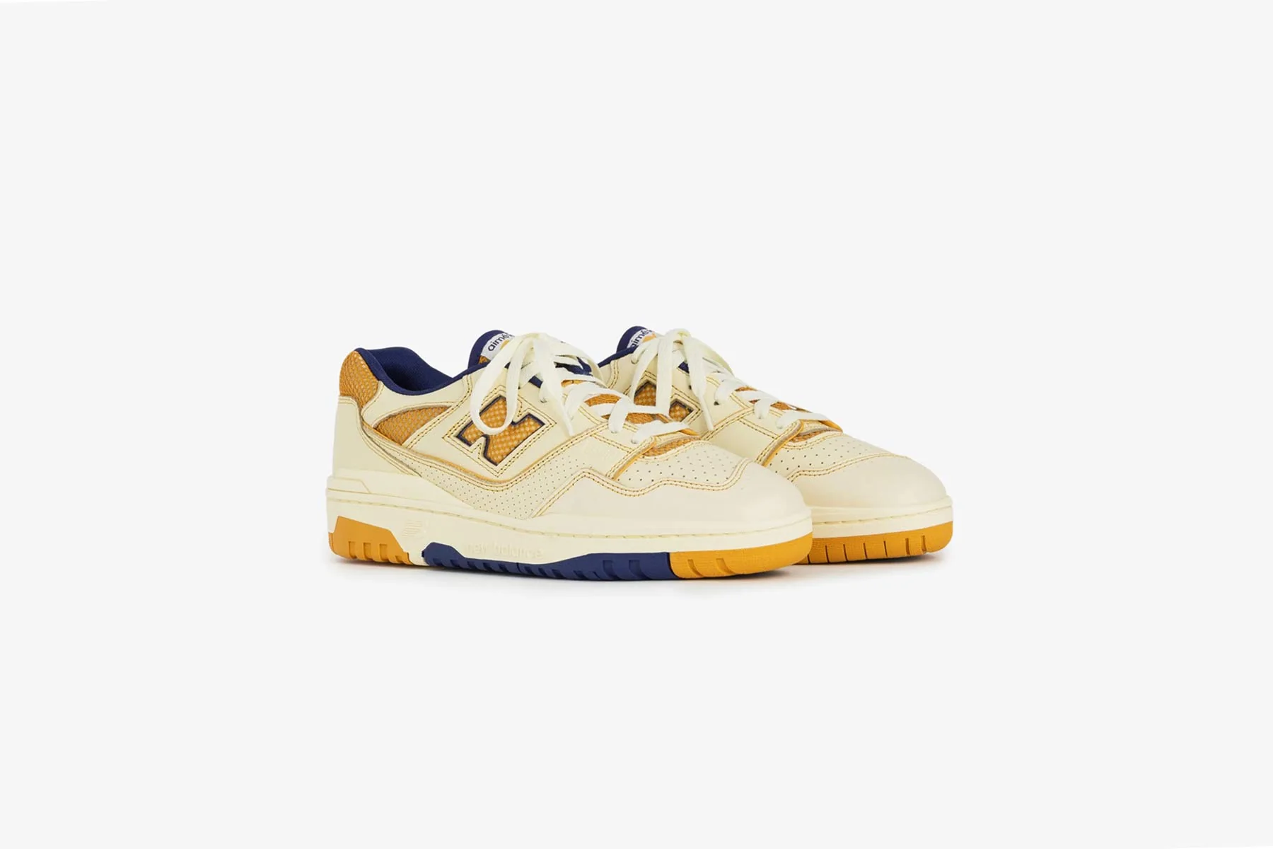 New Balance x Aime Leon Dore P550 Basketball Oxfords - White/Yellow - Image 5