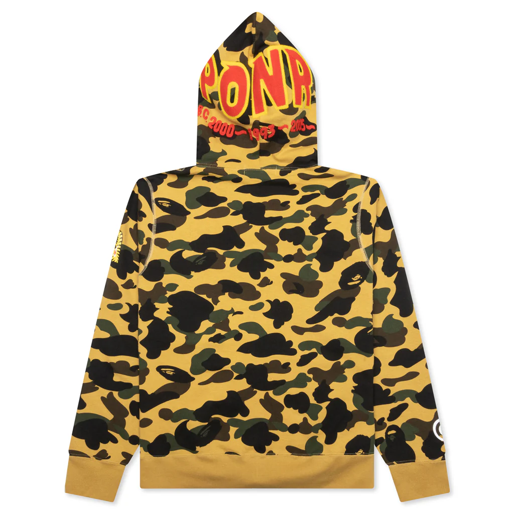 1st Camo 2nd Shark Full Zip Hoodie - Yellow - Image 2