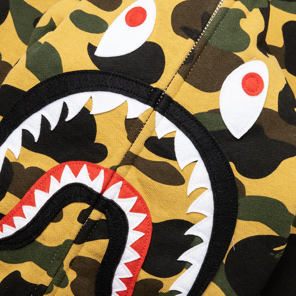 1st Camo 2nd Shark Full Zip Hoodie - Yellow - Image 3