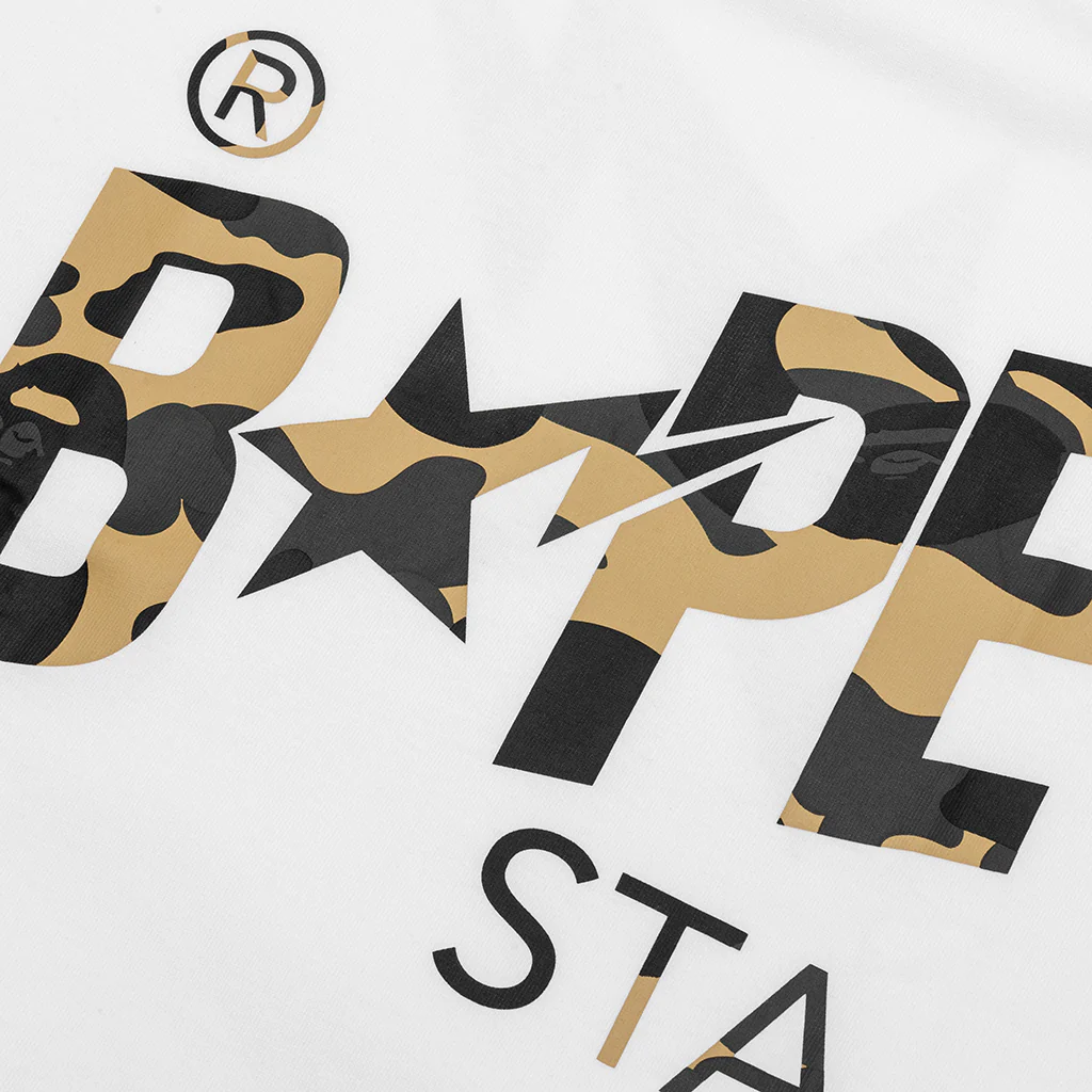 1st Camo Bape STA Tee - White/Yellow - Image 3