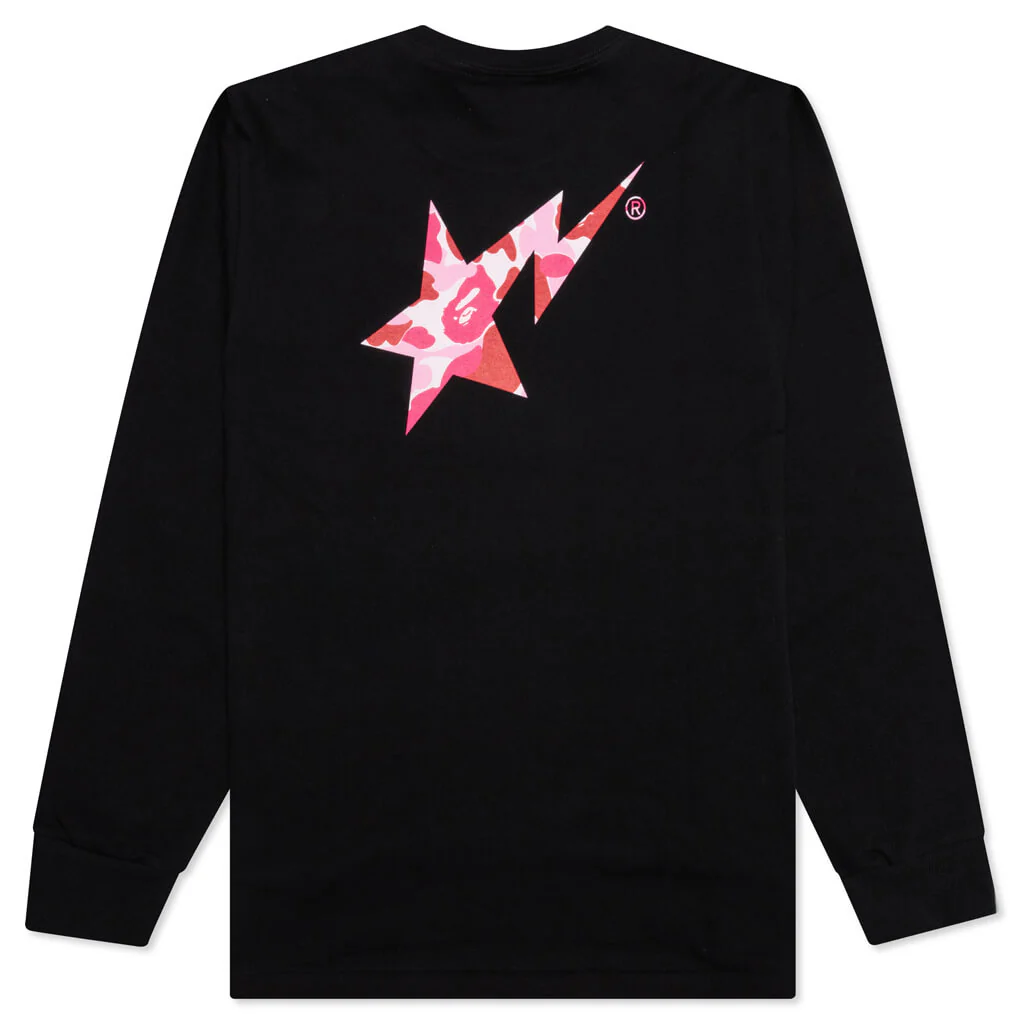 Abc Camo Bape Sta Logo L/S Tee - Black/Pink - Image 2