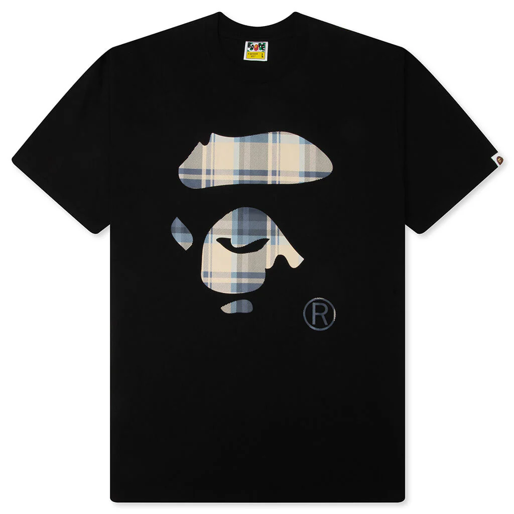 BAPE Check Ape Face Tee - Black/Blue