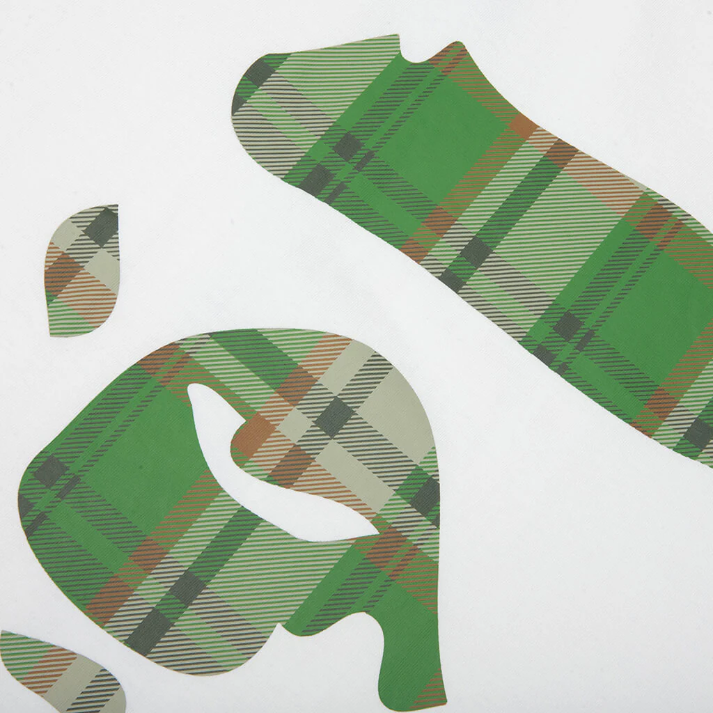 BAPE Check Ape Face Tee - White/Green - Image 3