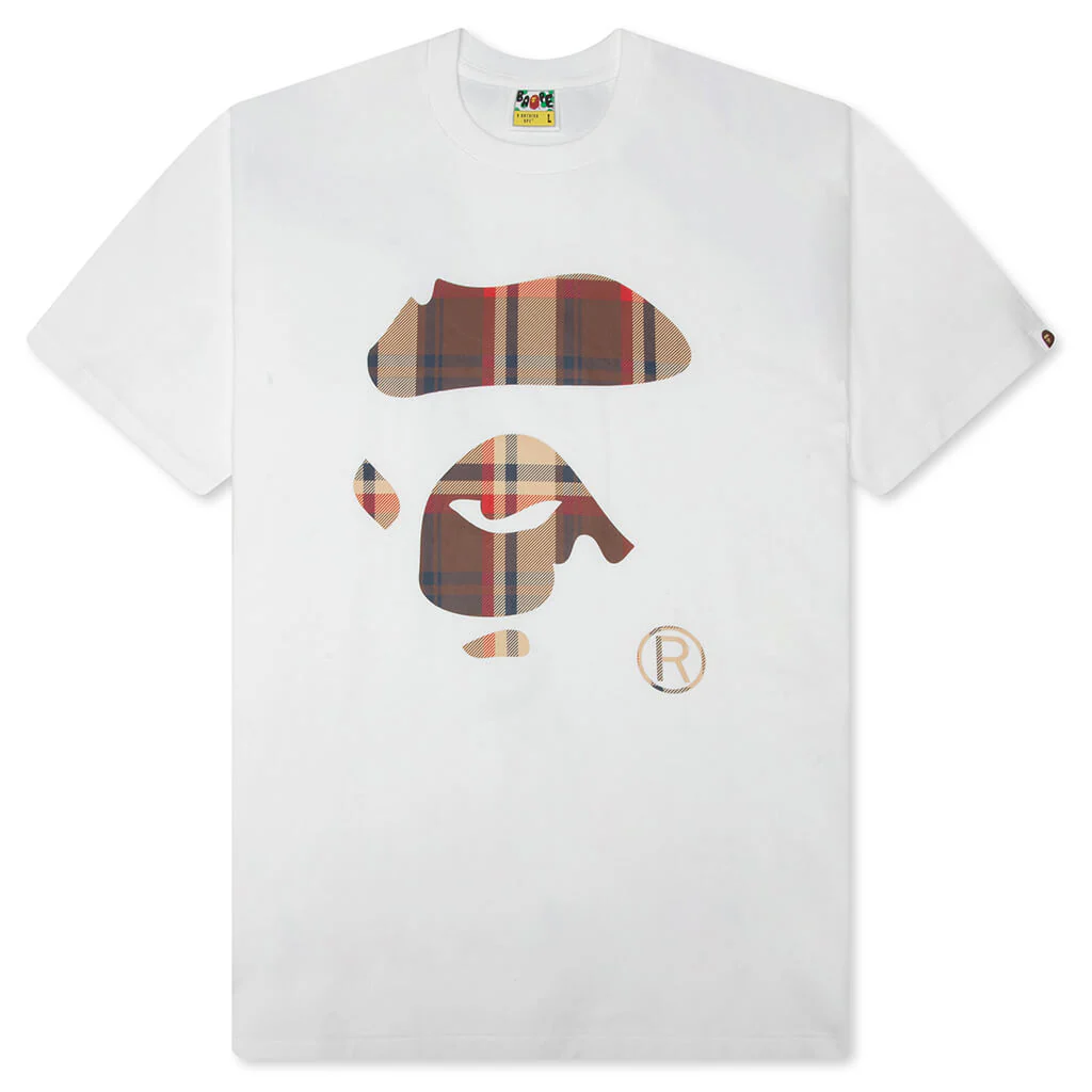 BAPE Check Ape Face Tee - White/Red