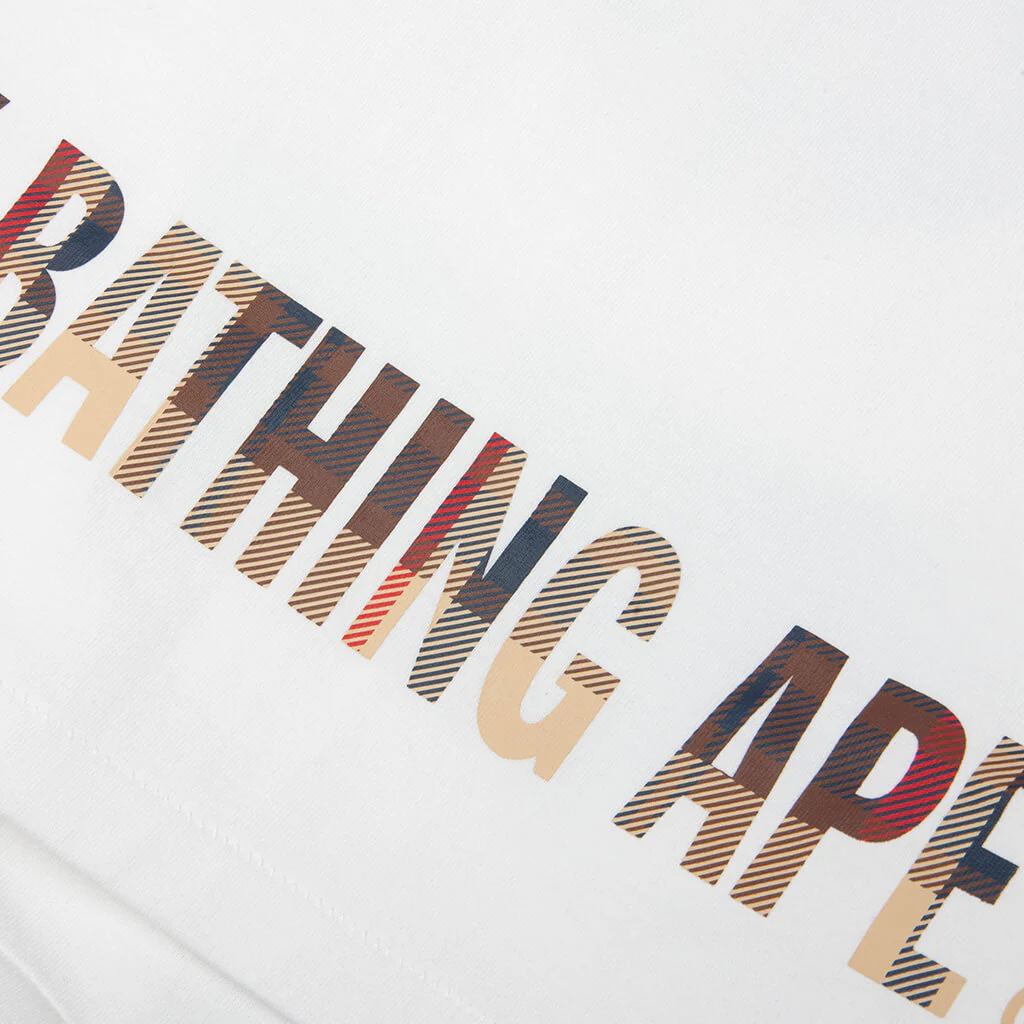 BAPE Check Ape Face Tee - White/Red - Image 4