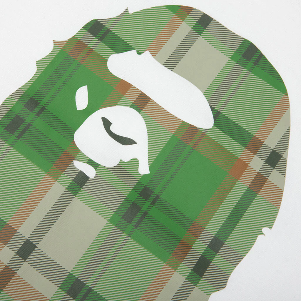 BAPE Check By Bathing Ape Tee - White/Green - Image 3