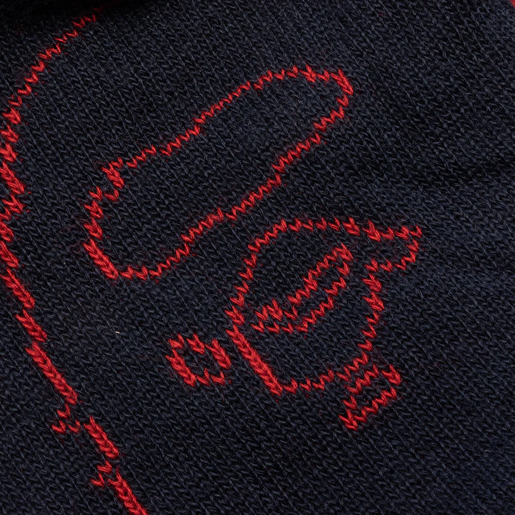 Prom-Pom Knit Beanie - Navy - Image 2