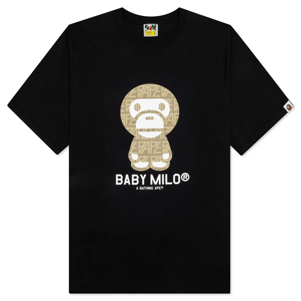 Bape Logo Monogram Baby Milo Tee  - Black/Beige