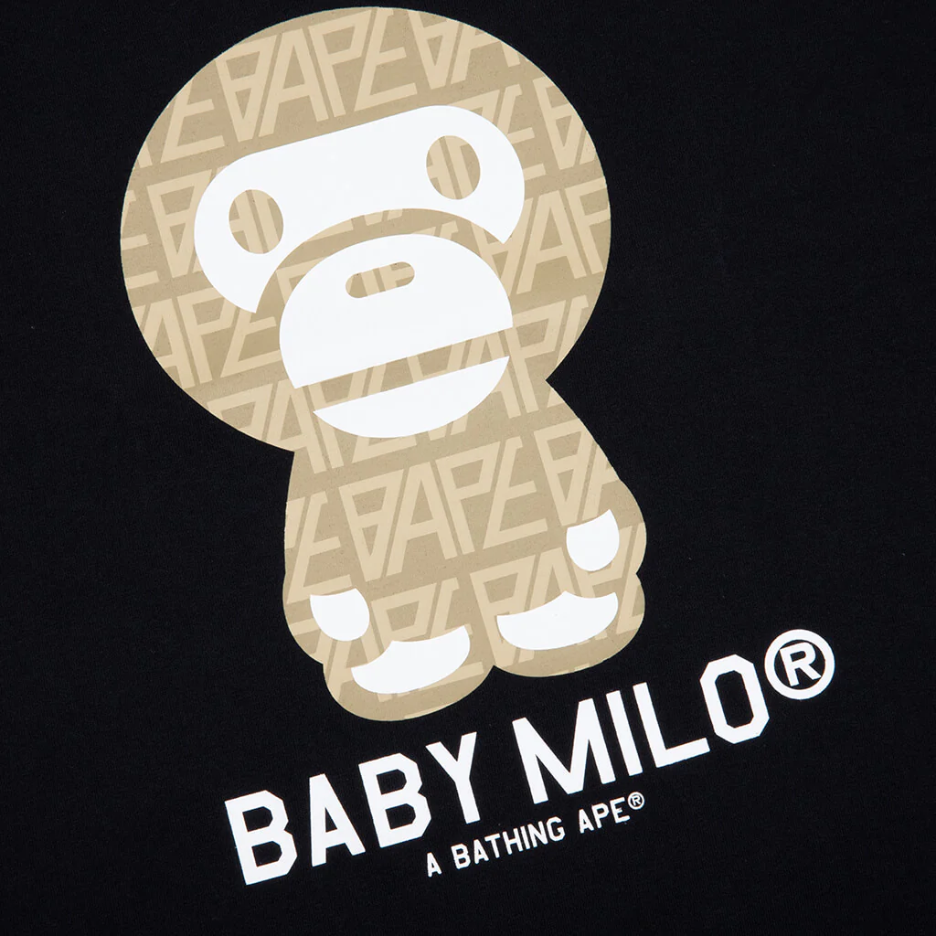 Bape Logo Monogram Baby Milo Tee  - Black/Beige - Image 3