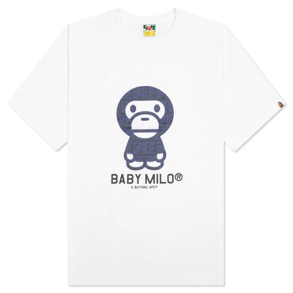 Bape Logo Monogram Baby Milo Tee  - White/Navy