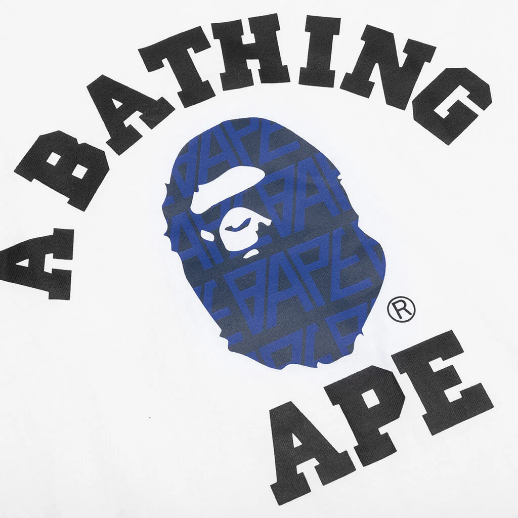 Bape Logo Monogram College Tee  - White/Navy - Image 3