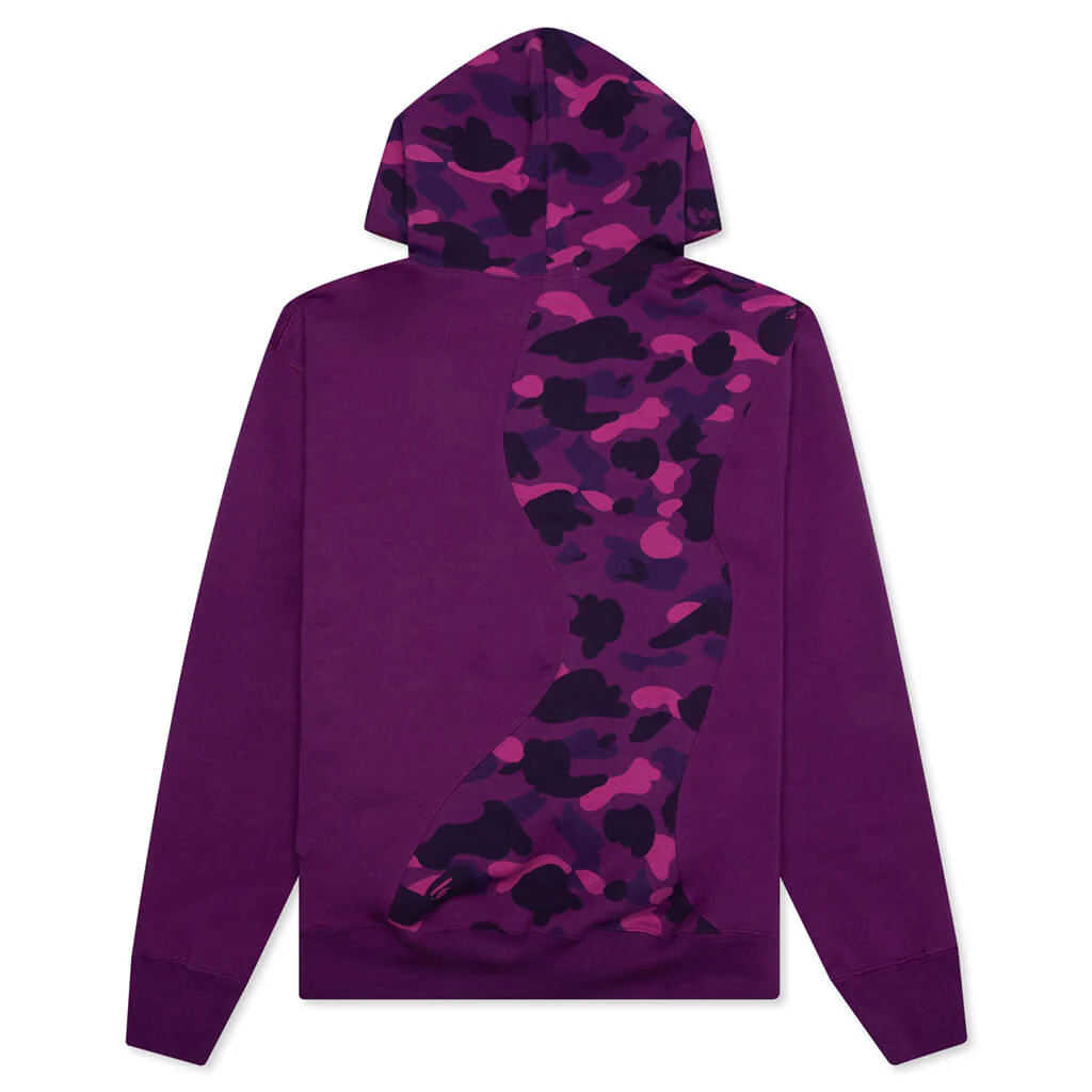 Color Camo College Cutting Relaxed Fit Hoodie - Purple - Image 2