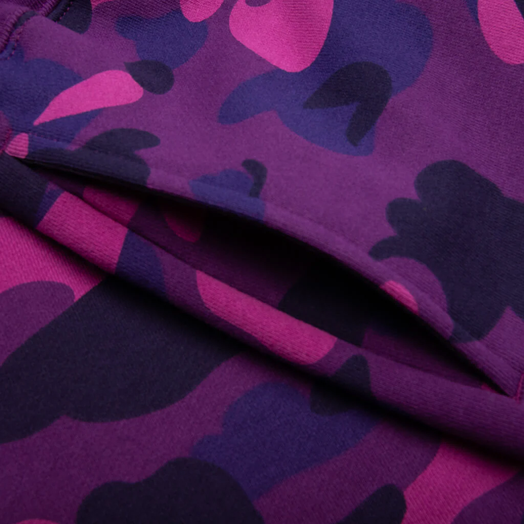Color Camo Cutting Sweat Shorts - Purple - Image 3