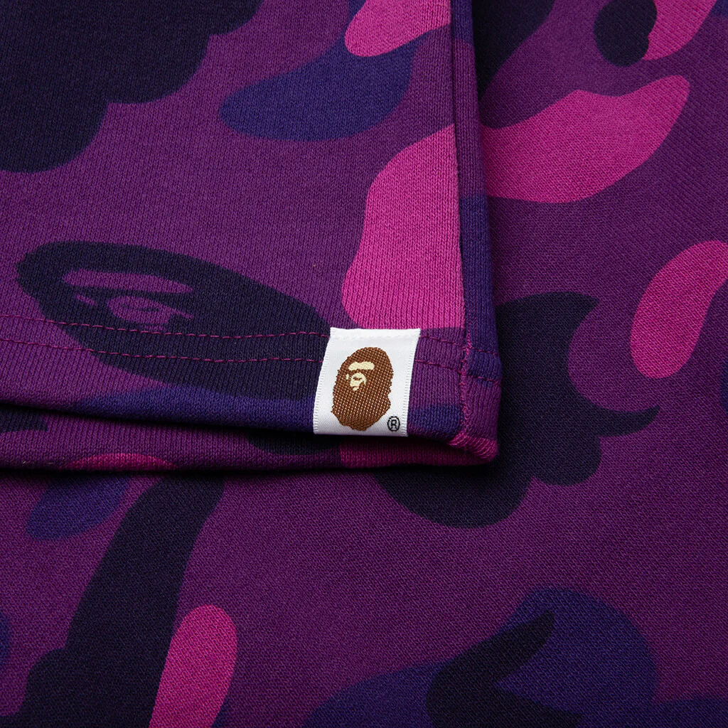 Color Camo Cutting Sweat Shorts - Purple - Image 6