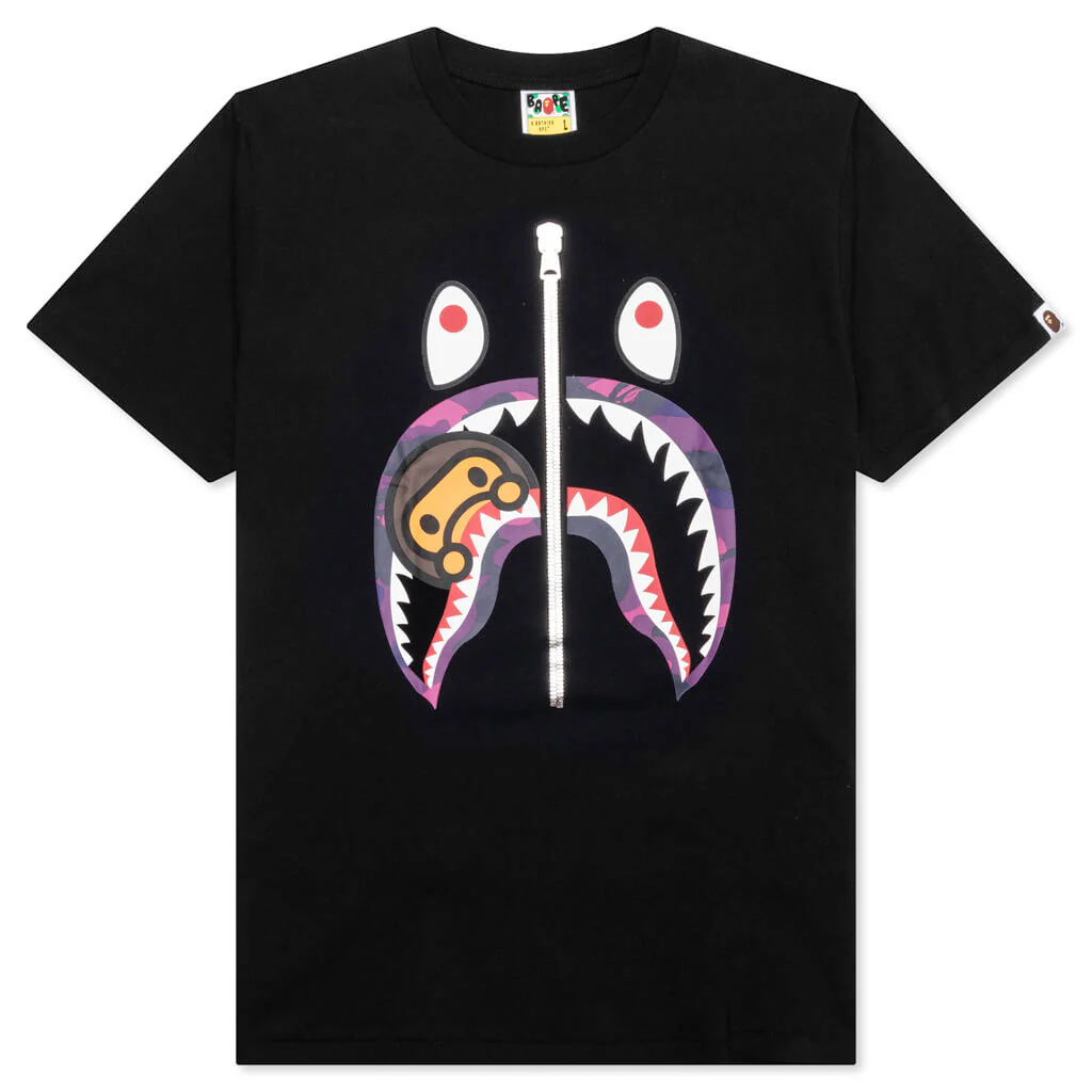 Color Camo Milo Shark Tee - Black/Purple