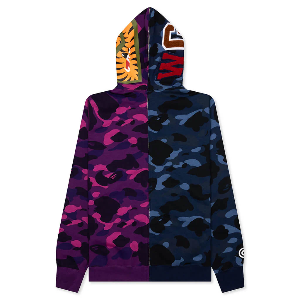 Color Camo Separate Shark Full Zip Hoodie - Multi - Image 2