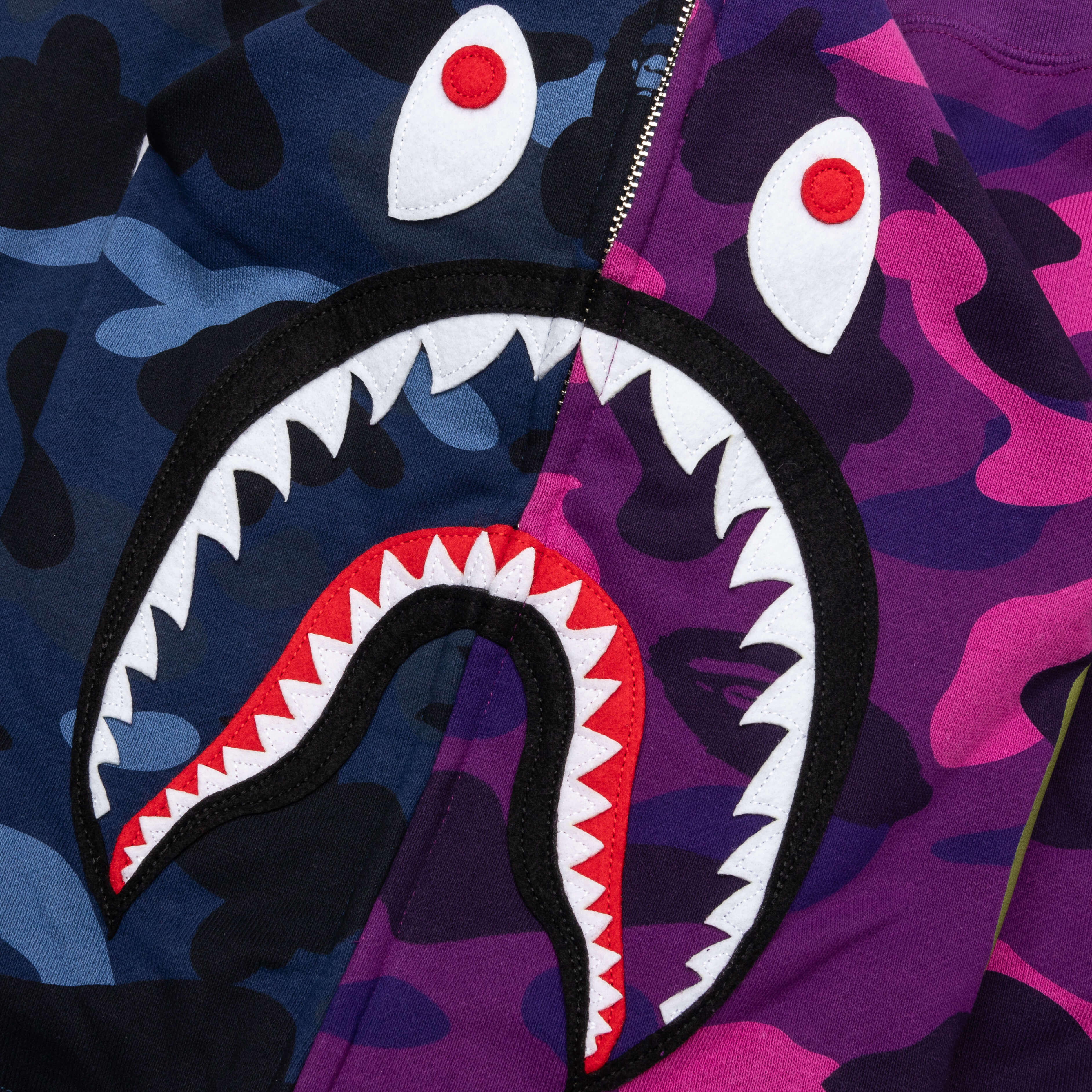 Color Camo Separate Shark Full Zip Hoodie - Multi - Image 3