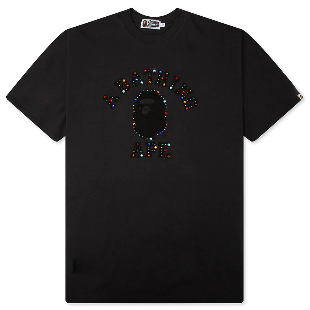 Color Stone College Relaxed Fit Tee - Black