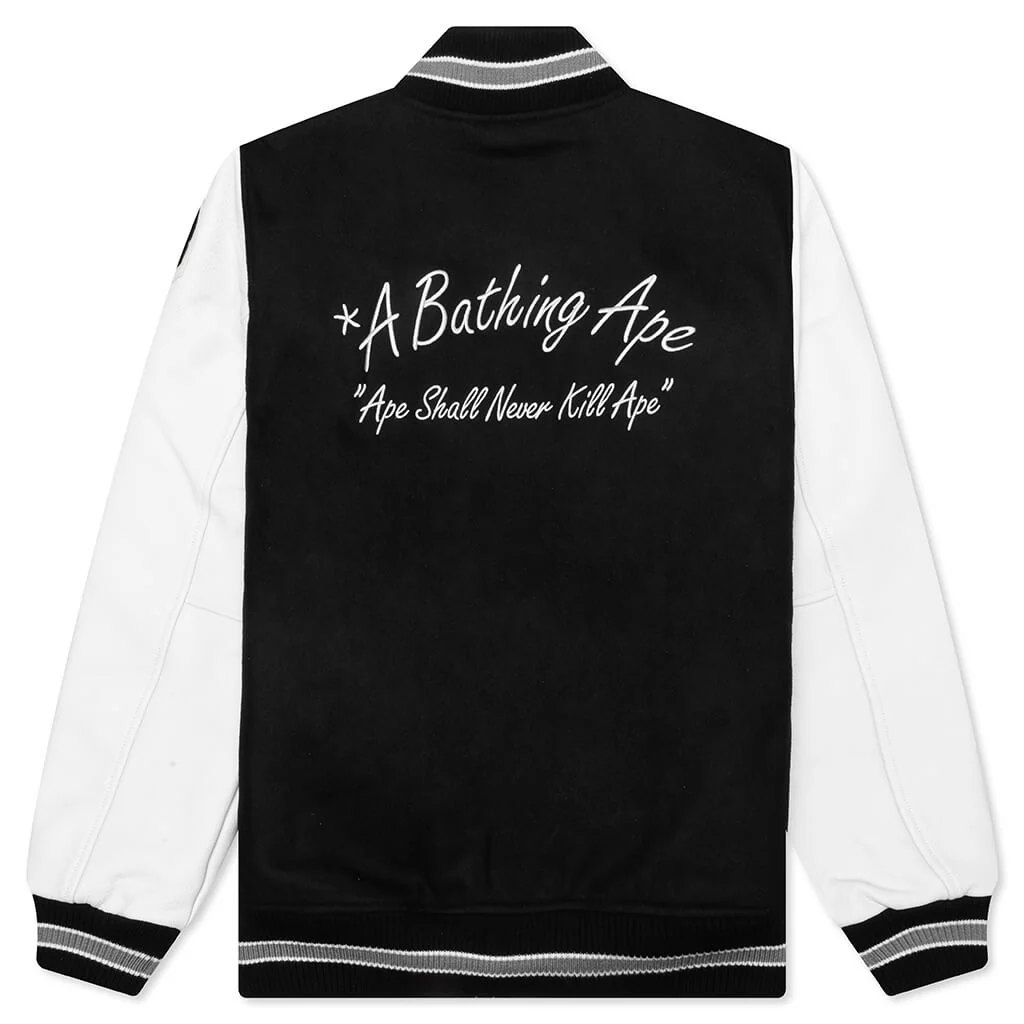 Embroidery Varsity Jacket - Black - Image 2