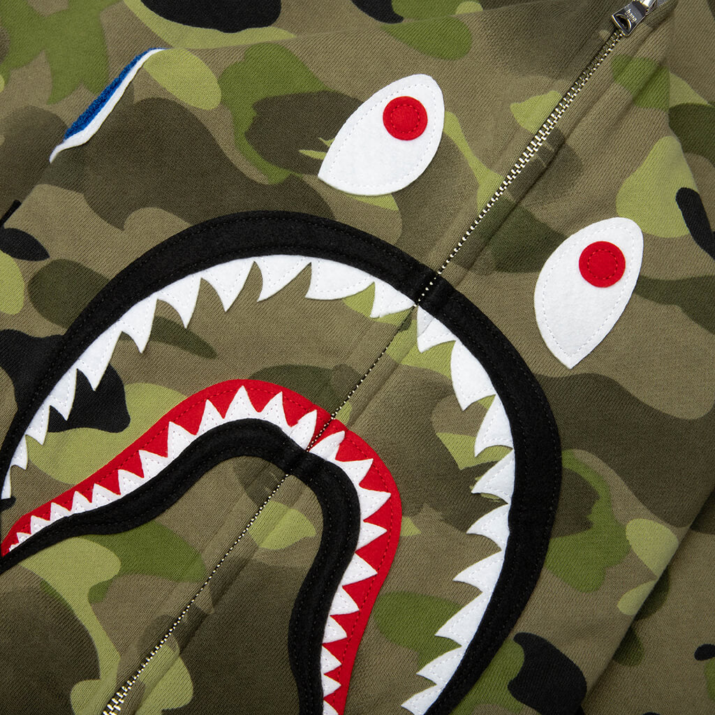Graduation Camo Shark Full Zip Hoodie - Olive Drab - Image 5