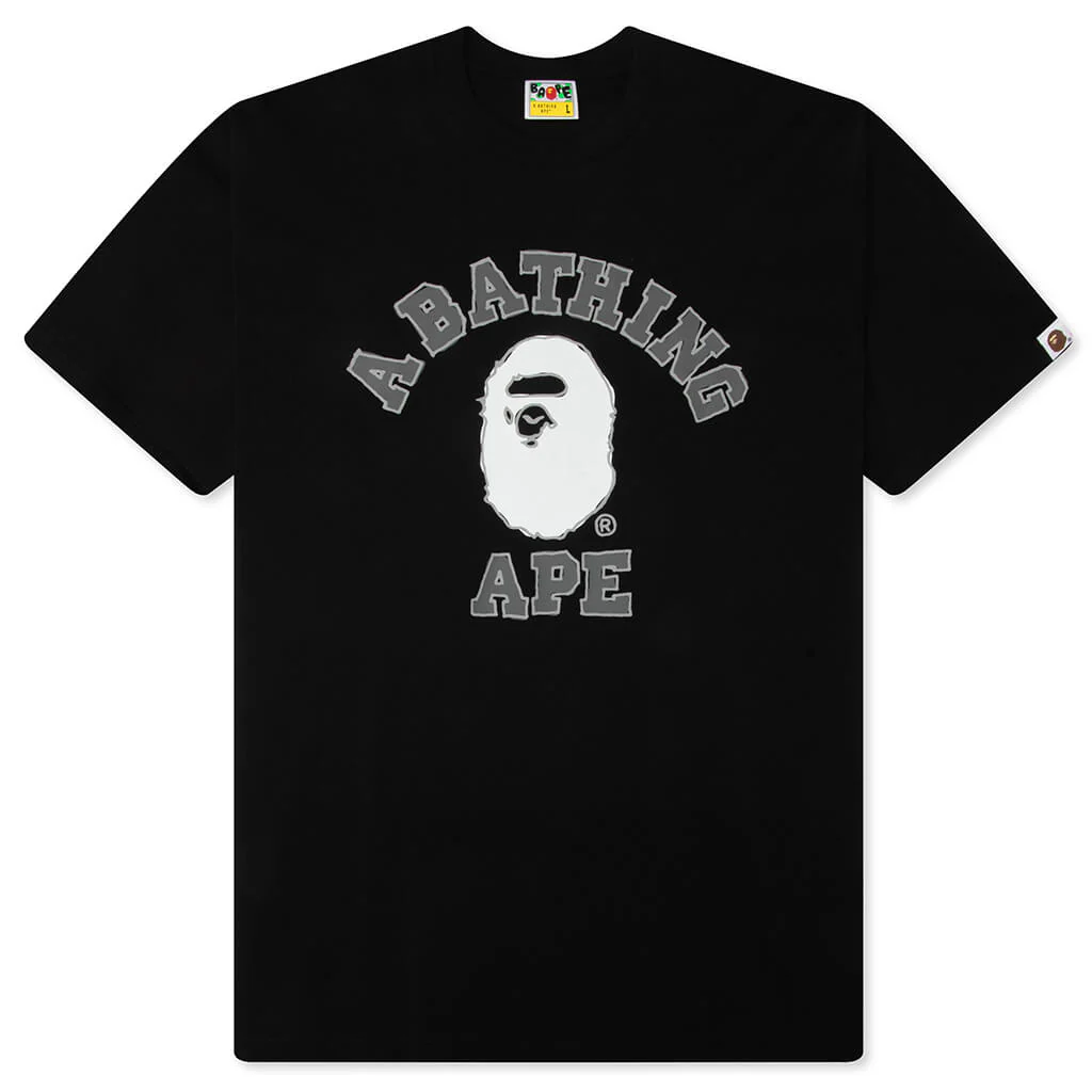 Hand Drawn College Relaxed Fit Tee - Black