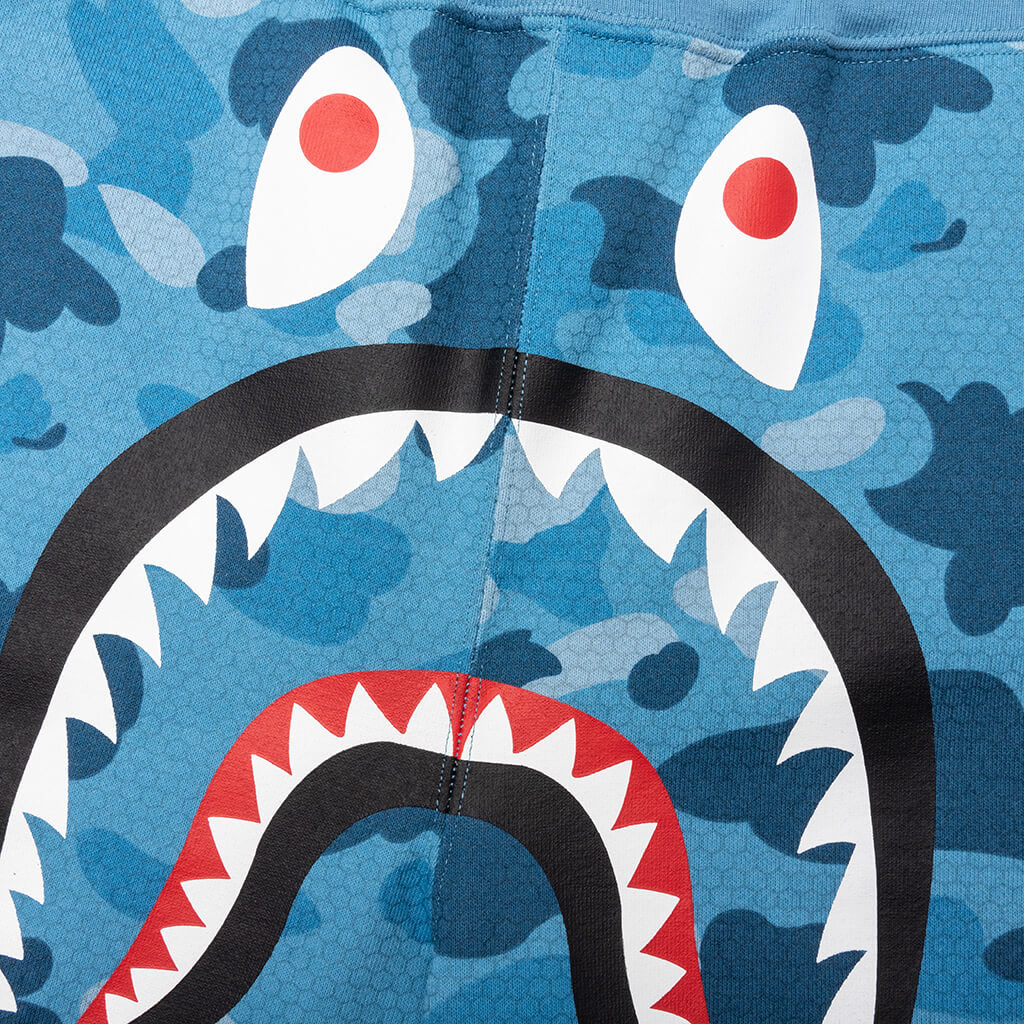 Honeycomb Camo Shark Sweat Shorts - Blue - Image 4