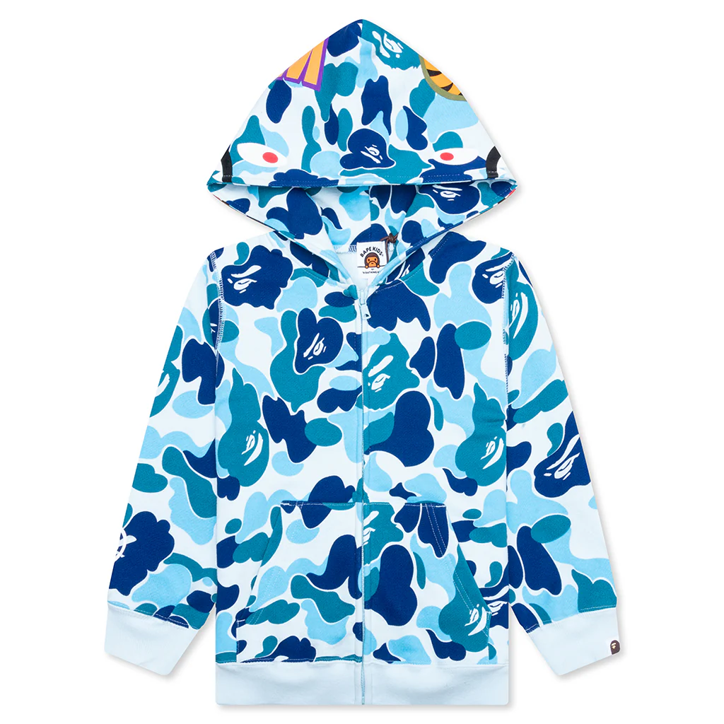 Kid's Abc Camo Shark Zip Hoodie - Blue