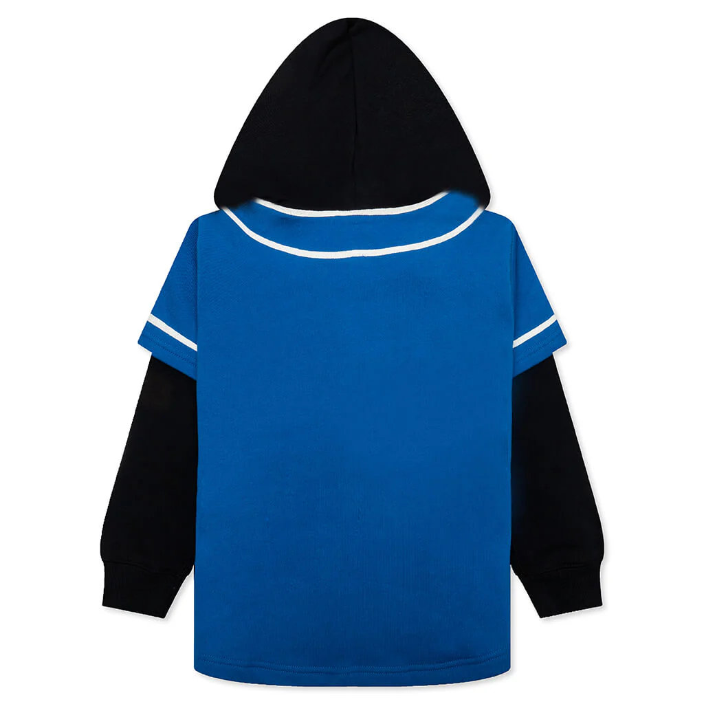 Kid's Bape Logo Layered Baseball Sweatshirt - Blue - Image 2