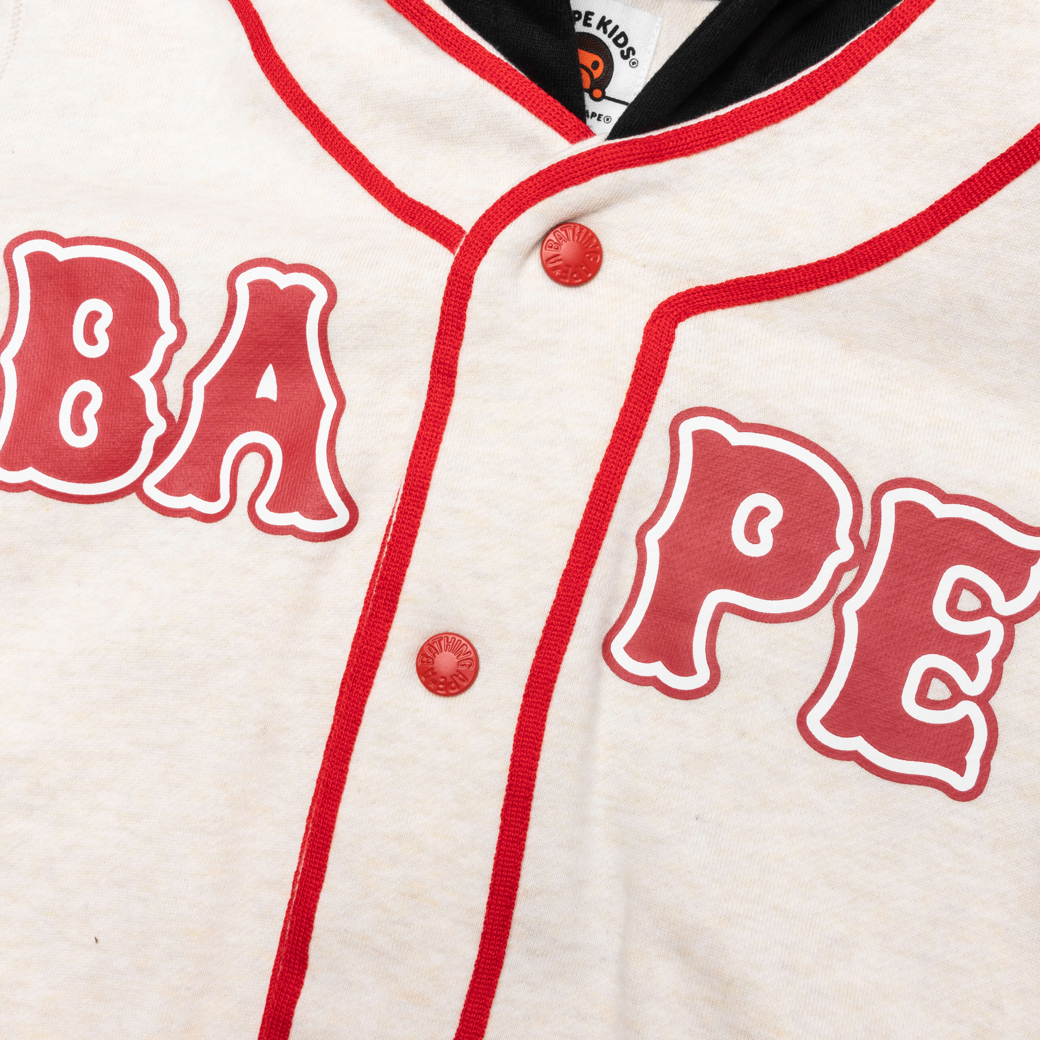 Kid's Bape Logo Layered Baseball Sweatshirt - Ivory - Image 4