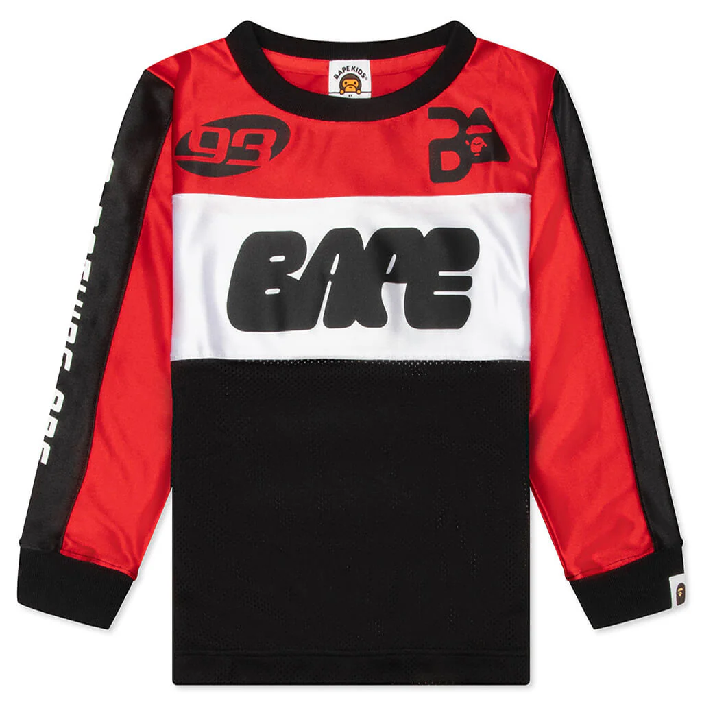 Kids BAPE Mesh L/S Tee - Red