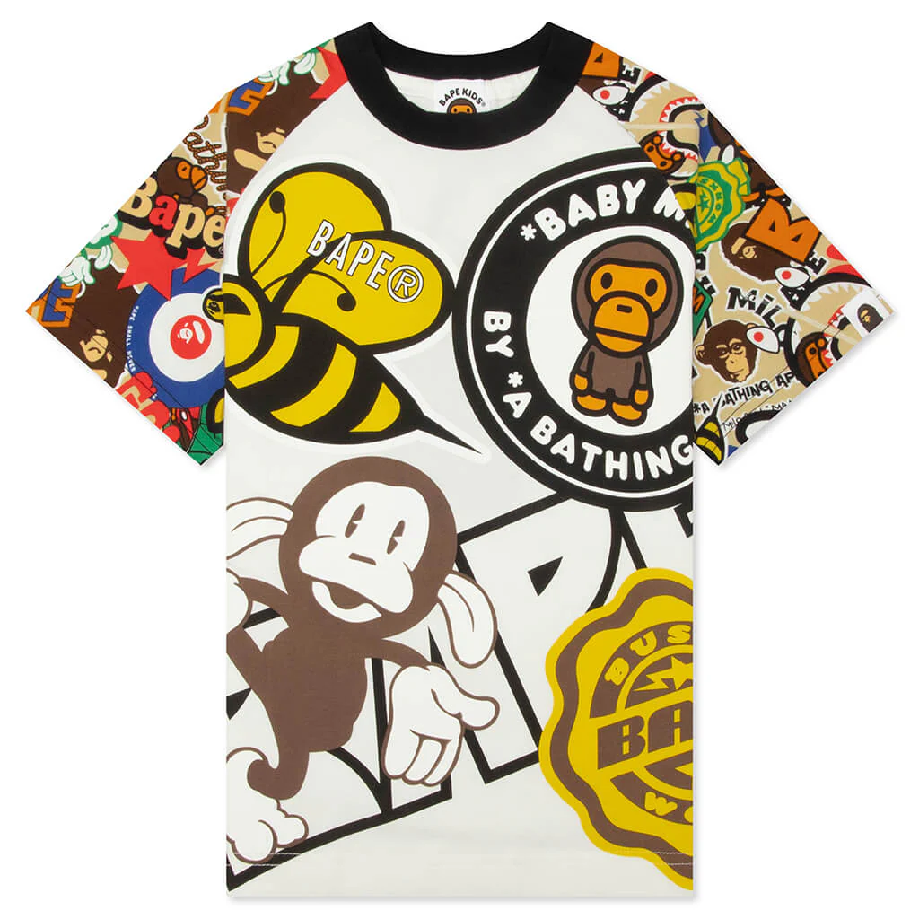 Kids Bape Milo Assorted Print Tee - White