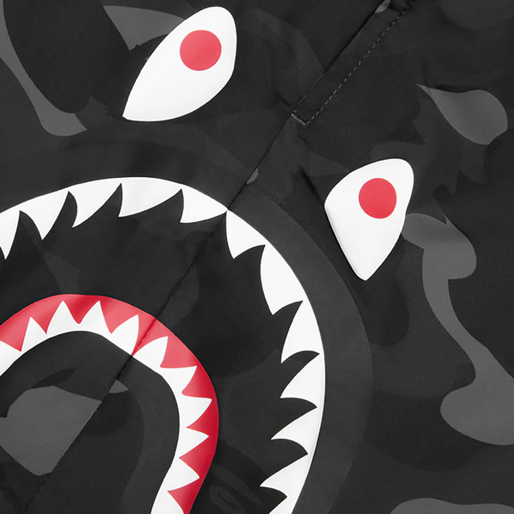 Kids Color Camo Side Shark Beach Shorts - Black - Image 3