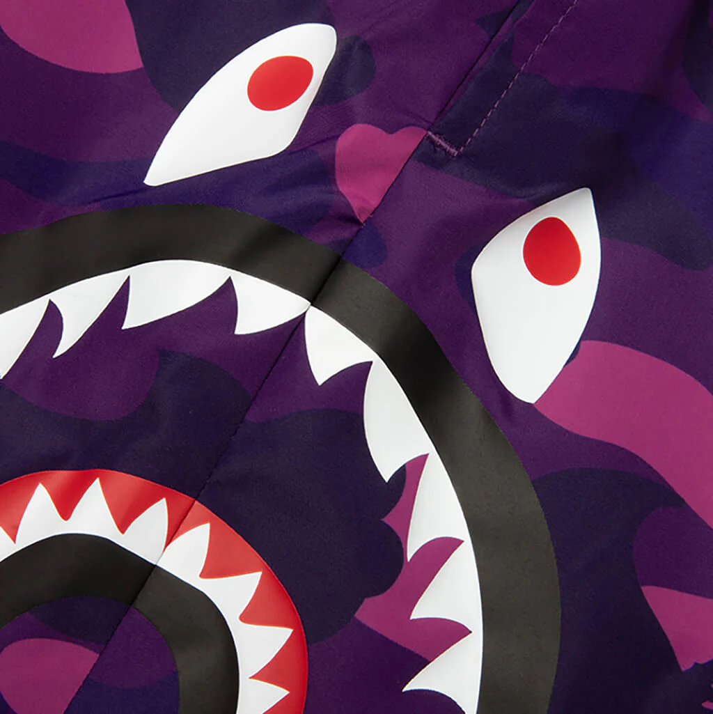 Kids Color Camo Side Shark Beach Shorts - Purple - Image 3