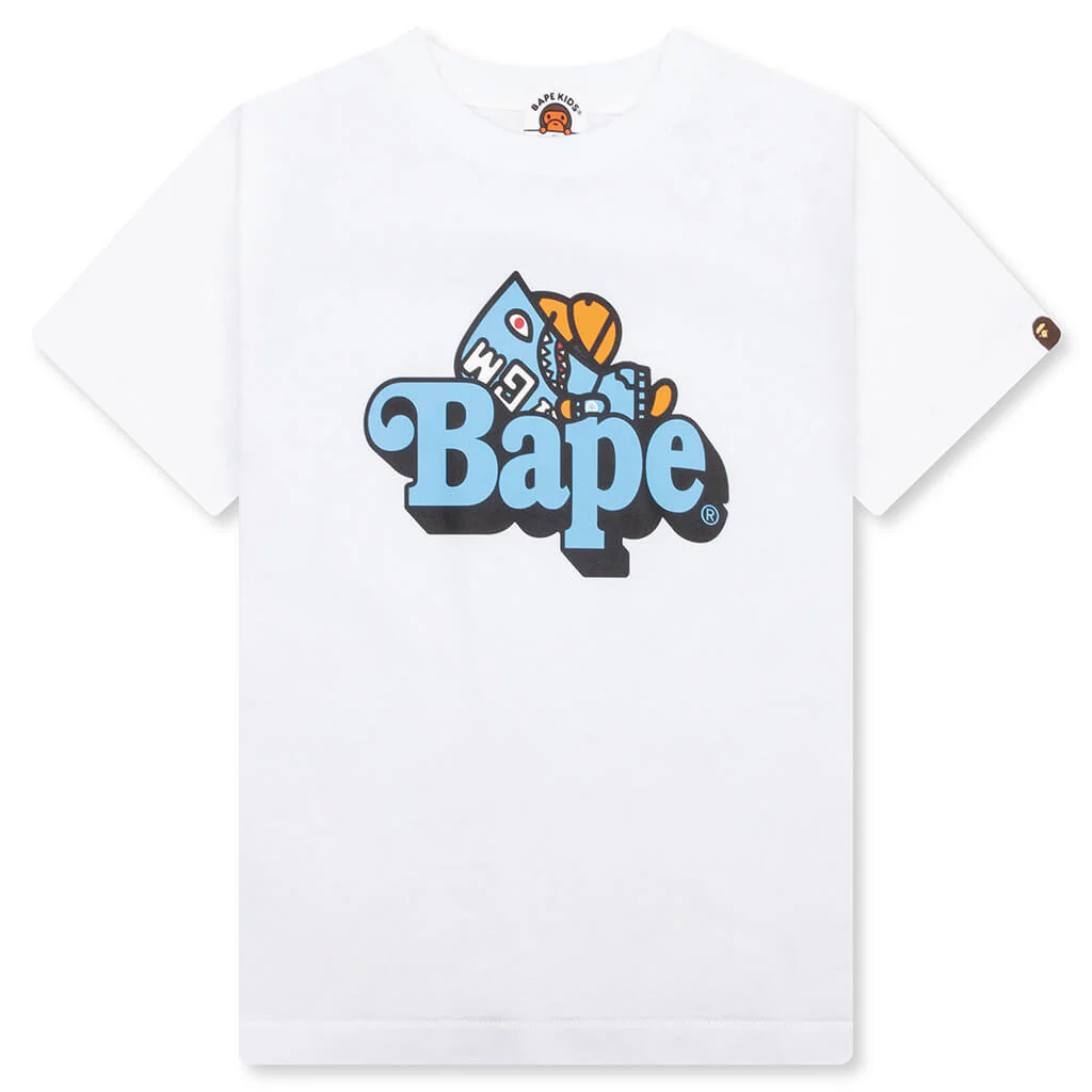 Kid's Shark Milo on Bape Tee - White/Black