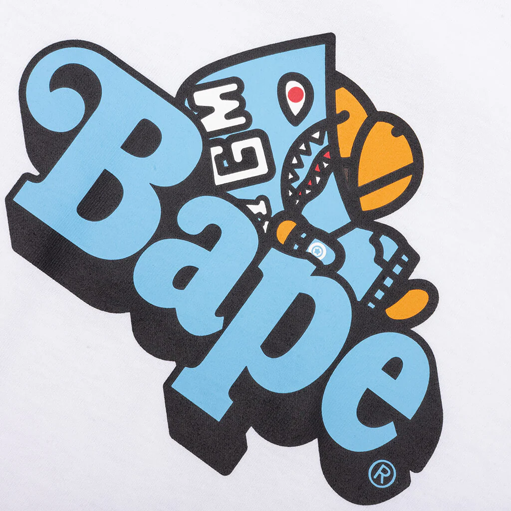 Kid's Shark Milo on Bape Tee - White/Black - Image 3
