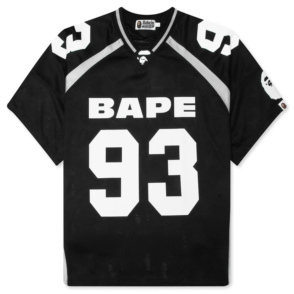 Line Camo Jacquard Relaxed Fit Football Jersey - Black