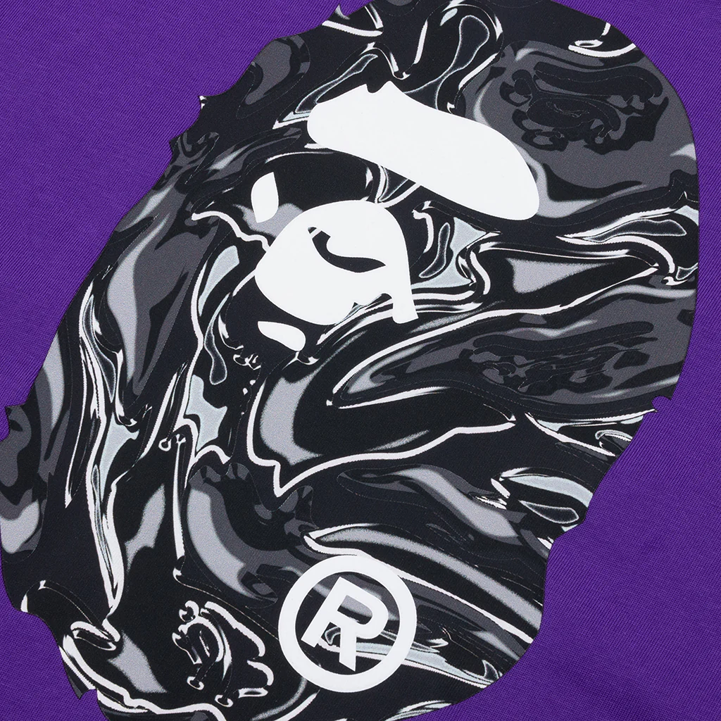 Marbling Camo Ape Head Relaxed Fit L/S Tee - Purple - Image 3