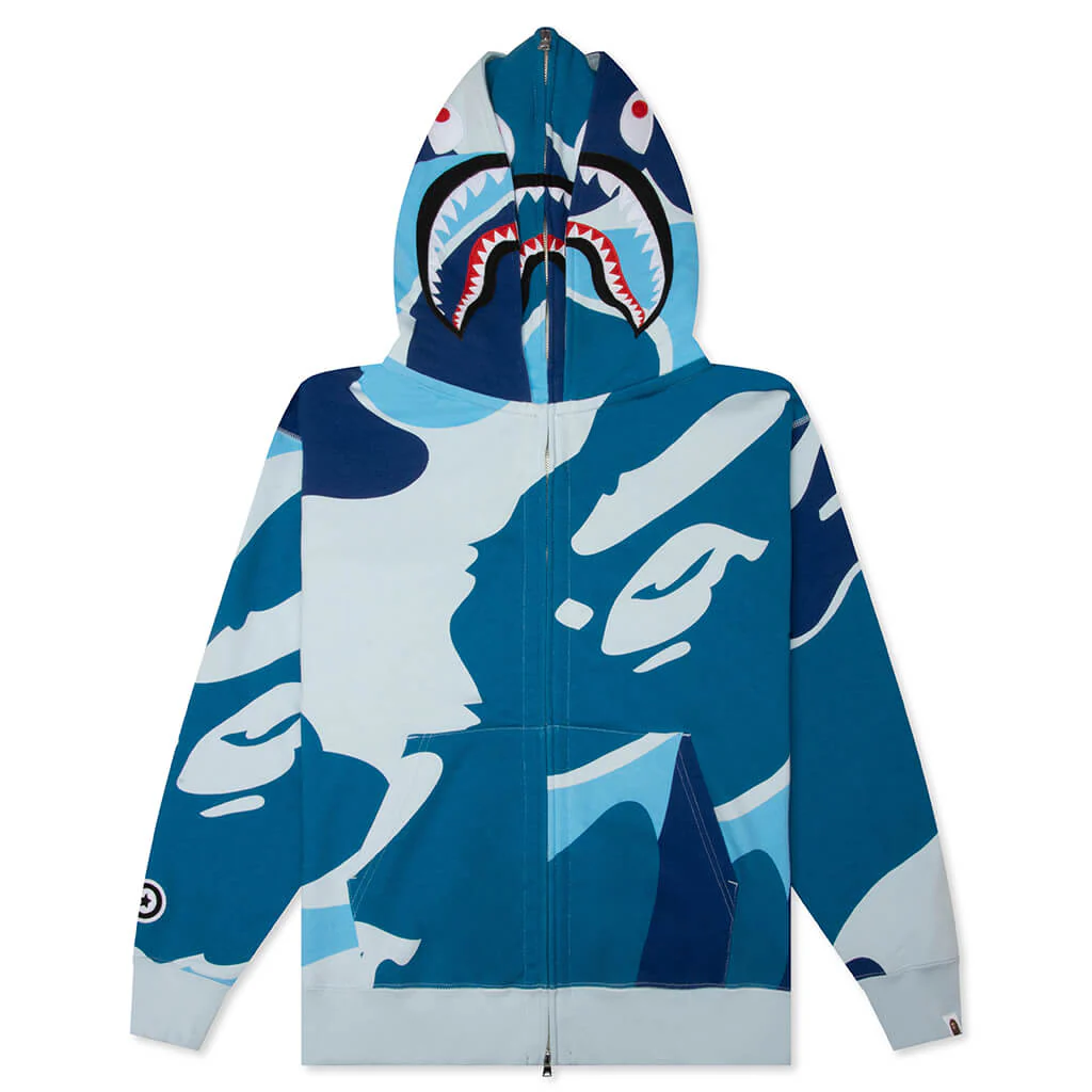 Mega Abc Camo Double Shark Relaxed Fit Full Zip Hoodie - Blue