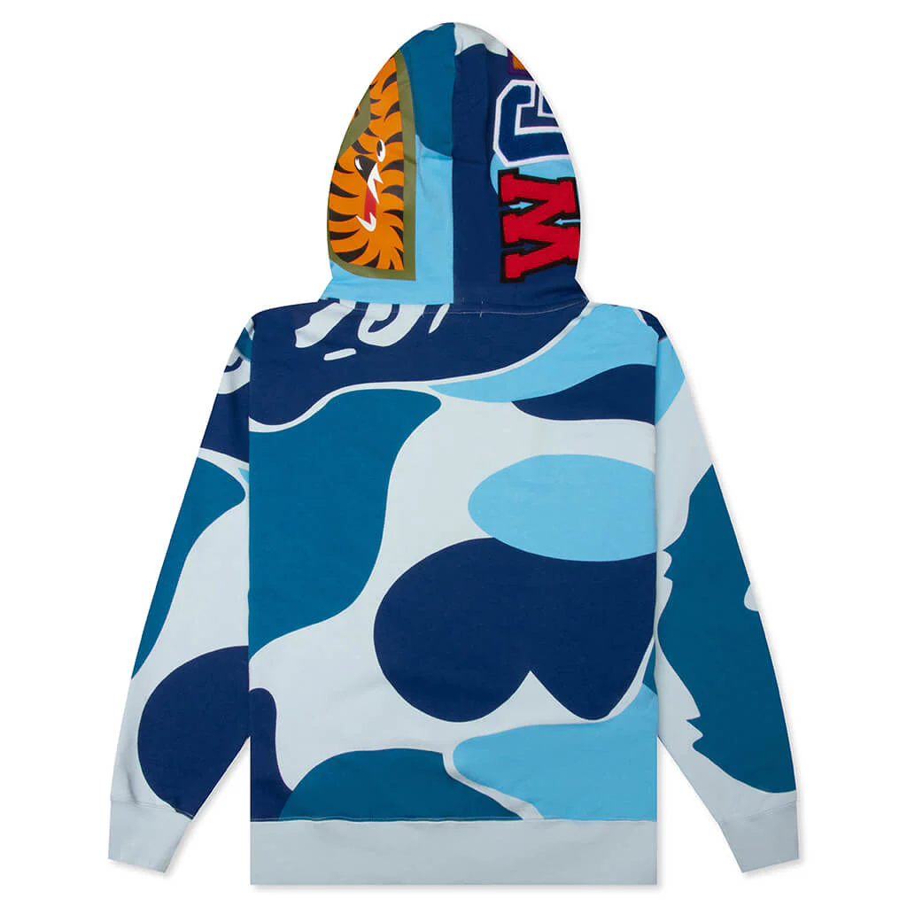 Mega Abc Camo Double Shark Relaxed Fit Full Zip Hoodie - Blue - Image 2