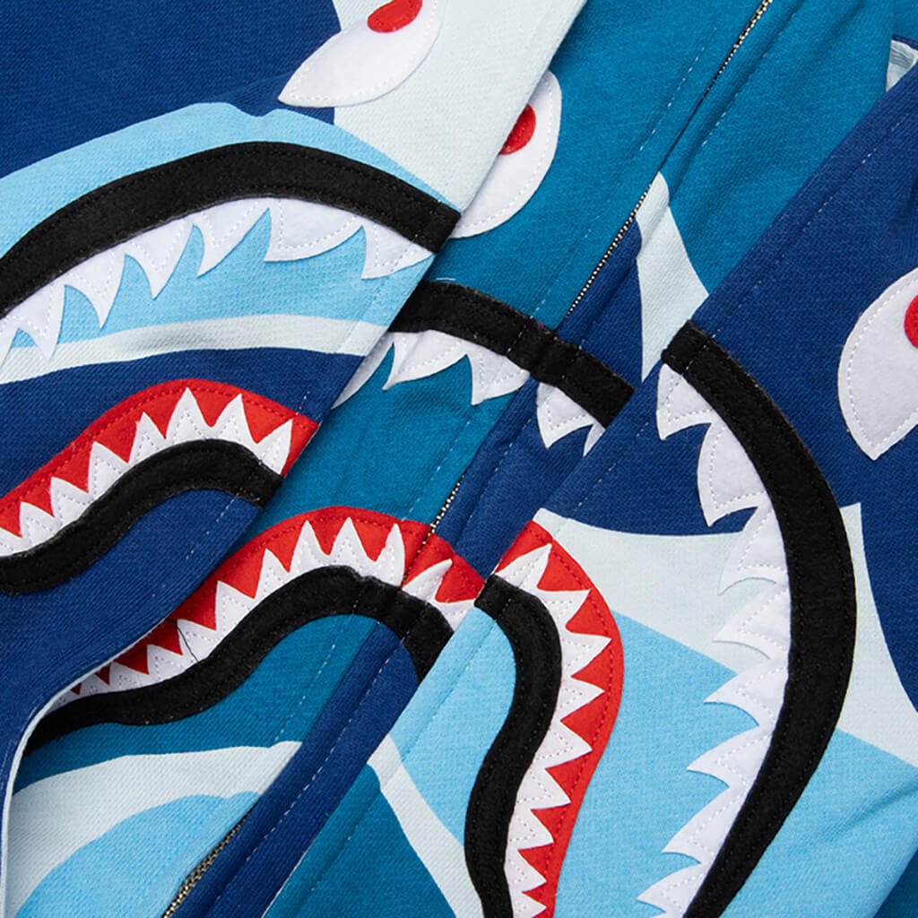Mega Abc Camo Double Shark Relaxed Fit Full Zip Hoodie - Blue - Image 4