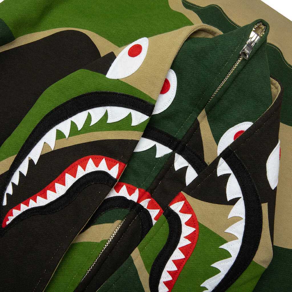Mega Abc Camo Double Shark Relaxed Fit Full Zip Hoodie - Green - Image 4
