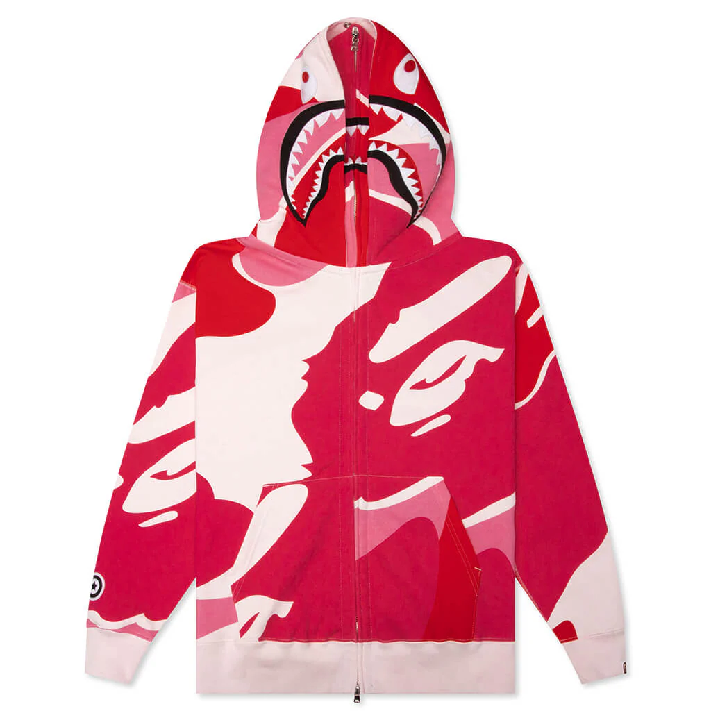 Mega Abc Camo Double Shark Relaxed Fit Full Zip Hoodie - Pink