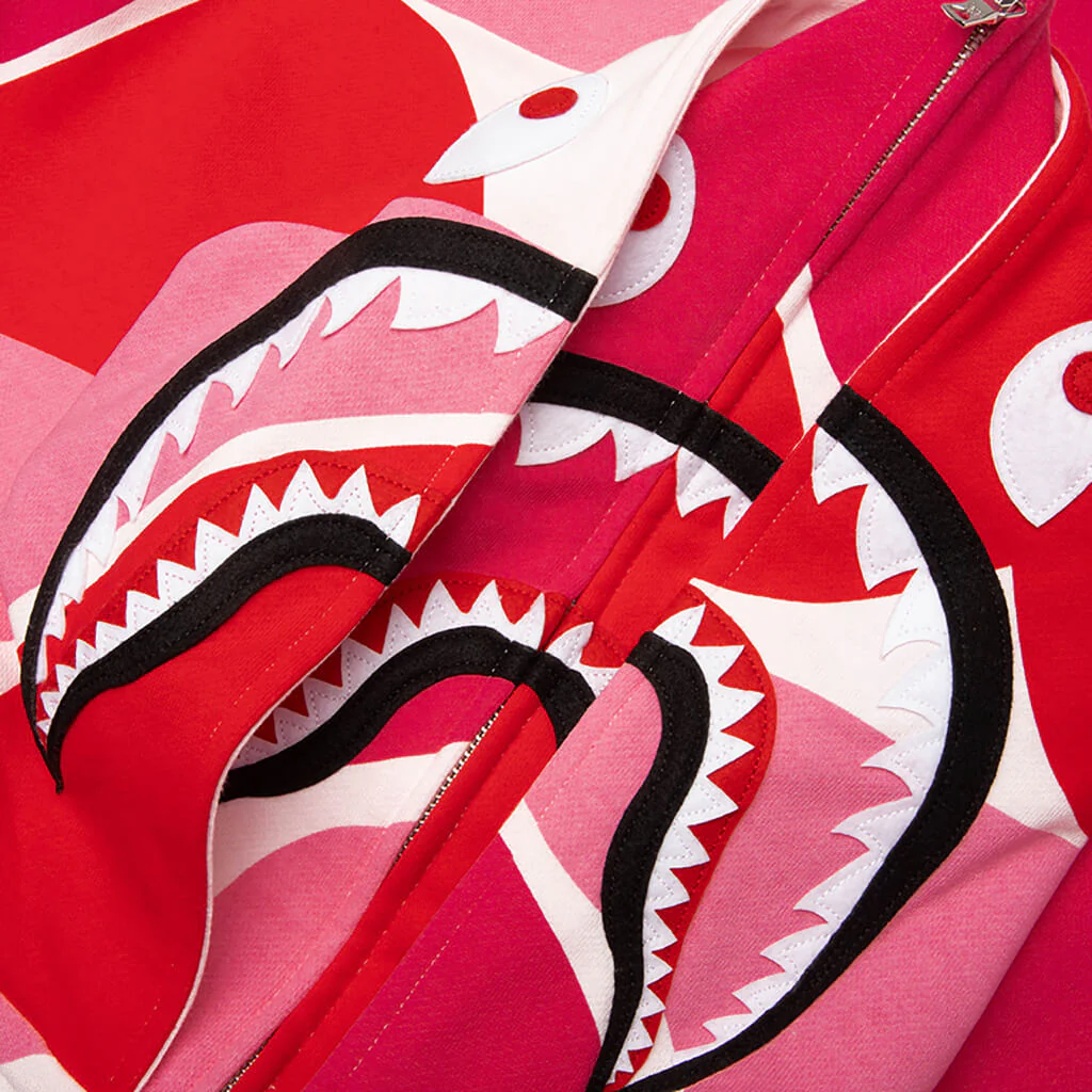 Mega Abc Camo Double Shark Relaxed Fit Full Zip Hoodie - Pink - Image 5