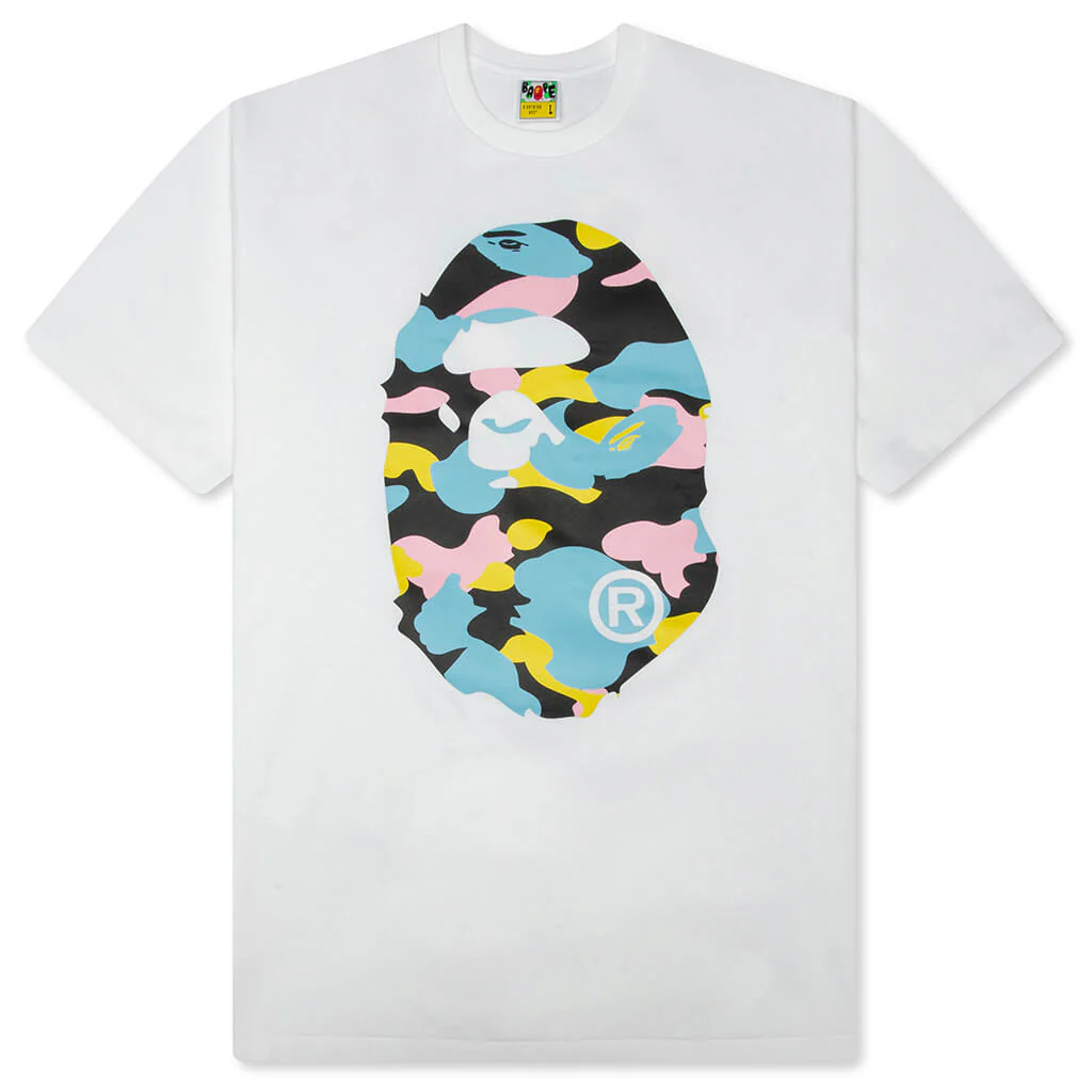 New Multi Camo Big Ape Head Tee - White
