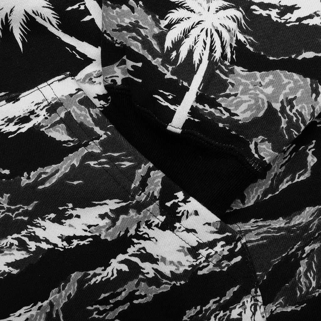 Palm Tree Camo Relaxed Fit Shark Full Zip Hoodie - Black - Image 7
