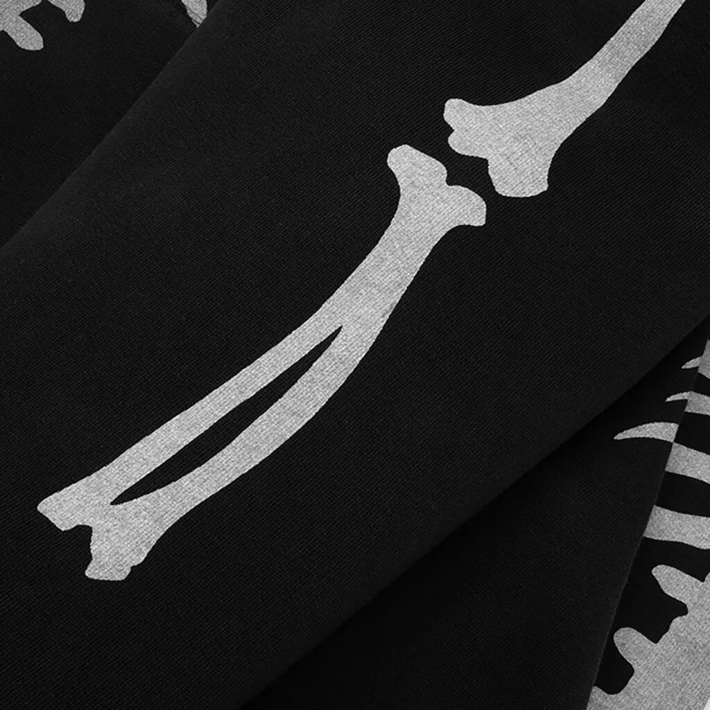 Skeleton Shark Heavy Washed Cropped Fit Full Zip Hoodie - Black - Image 9