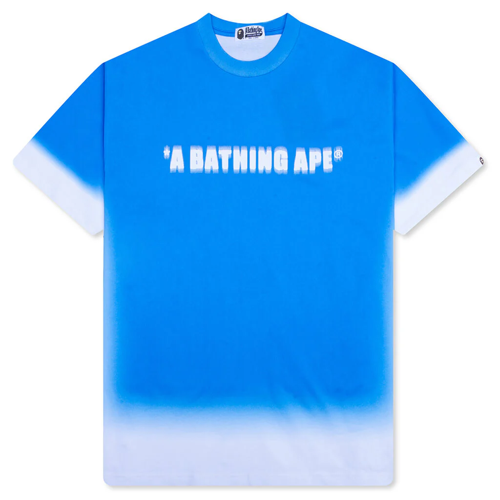 Spray Print Bathing Ape Logo Relaxed Fit Tee - Blue