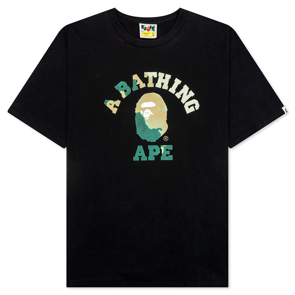 Tie Dye College Tee - Black/Beige