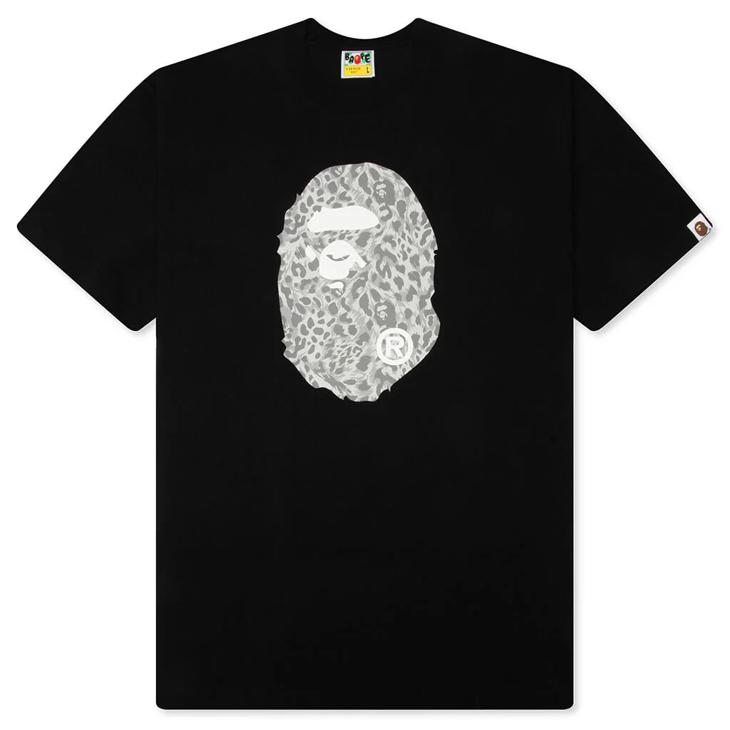 Wild Leopard Pattern Ape Head Relaxed Fit Tee - Black